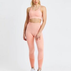 AYBL Peach Orange & White Space Dye Leggings Size Large